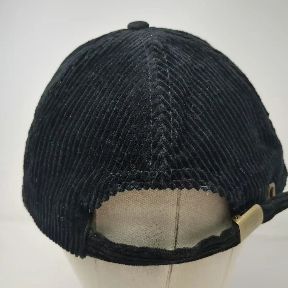 Wallows Black OS Baseball Cap Corduroy Slideback Smiley Face Band Merch Hat